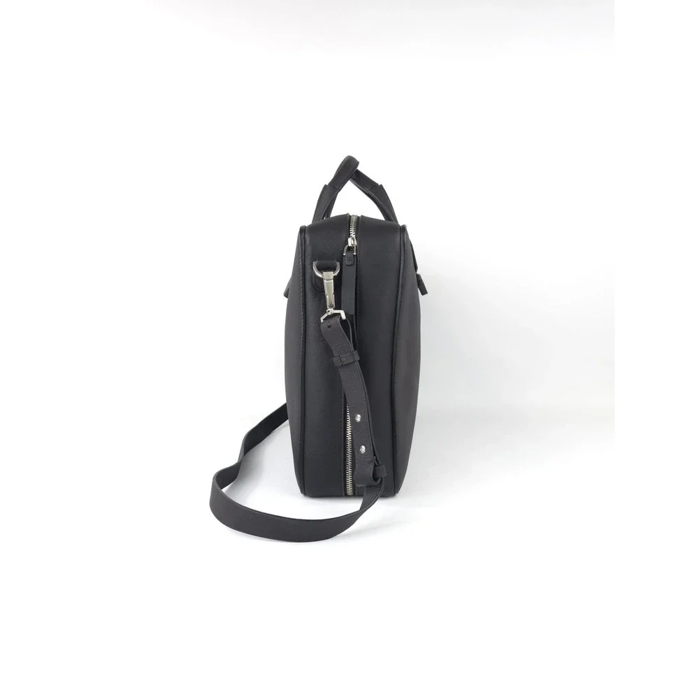 BONASTRE Leather Briefcase Shoulder Bag Black Made In Spain